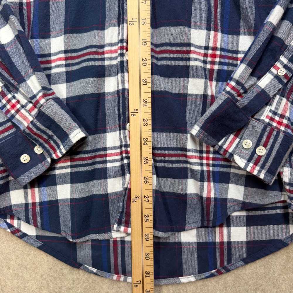 US Polo Assn Mens M Blue Red Plaid Stretch Button Down Long Sleeve Shirt Preppy - Picture 7 of 7